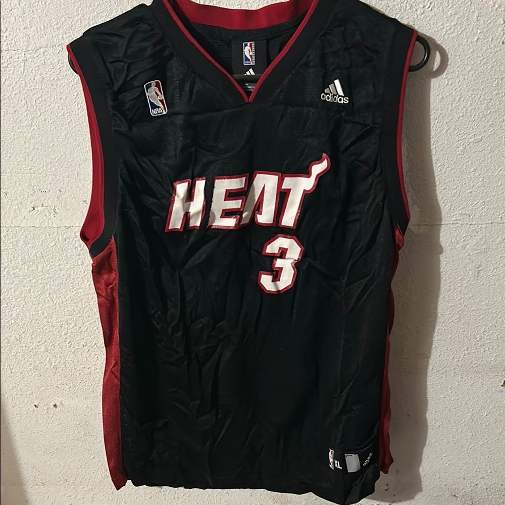 Adidas Miami Heat Black and Red Basketball Jersey